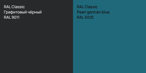 RAL 9011 Графитовый чёрный vs RAL 5025  Pearl gentian blue