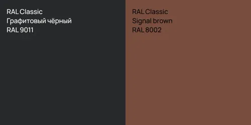 RAL 9011 Графитовый чёрный vs RAL 8002  Signal brown
