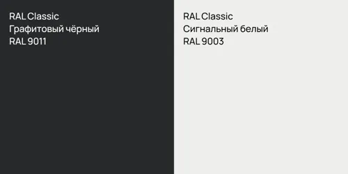 RAL 9011 Графитовый чёрный vs RAL 9003 Сигнальный белый