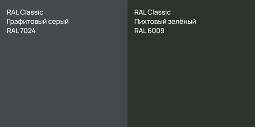 RAL 7024 Графитовый серый vs RAL 6009 Пихтовый зелёный
