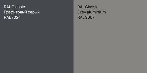 RAL 7024 Графитовый серый vs RAL 9007  Grey aluminium