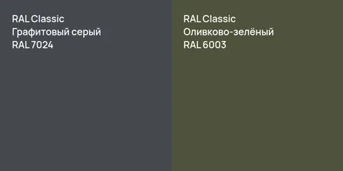 RAL 7024 Графитовый серый vs RAL 6003 Оливково-зелёный