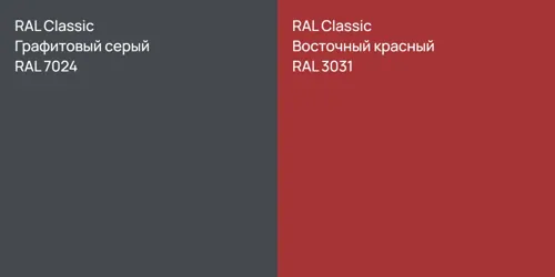 RAL 7024 Графитовый серый vs RAL 3031 Восточный красный