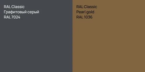 RAL 7024 Графитовый серый vs RAL 1036  Pearl gold