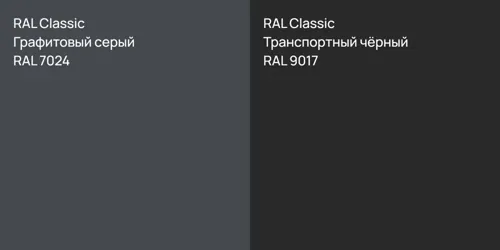 RAL 7024 Графитовый серый vs RAL 9017 Транспортный чёрный