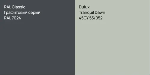 RAL 7024 Графитовый серый vs 45GY 55/052 Tranquil Dawn