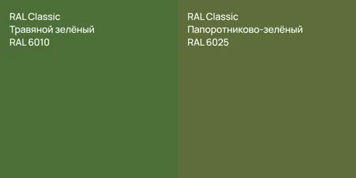 RAL 6010 Травяной зелёный vs RAL 6025 Папоротниково-зелёный