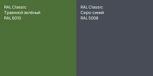RAL 6010 Травяной зелёный vs RAL 5008 Серо-синий