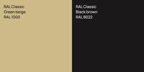 RAL 1000  Green beige vs RAL 8022  Black brown