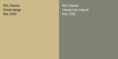 RAL 1000  Green beige vs RAL 7033 Цементно-серый
