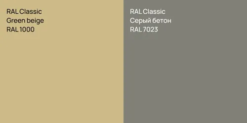 RAL 1000  Green beige vs RAL 7023 Серый бетон