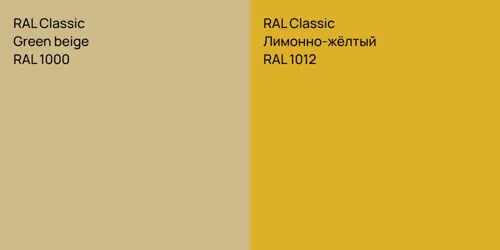 RAL 1000  Green beige vs RAL 1012 Лимонно-жёлтый