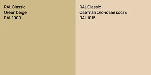 RAL 1000  Green beige vs RAL 1015 Светлая слоновая кость