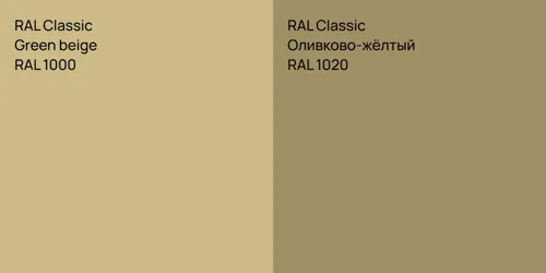 RAL 1000  Green beige vs RAL 1020 Оливково-жёлтый