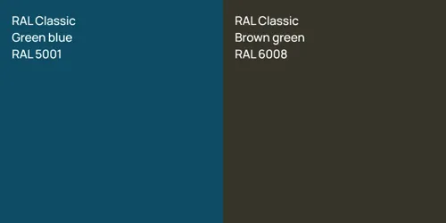 RAL 5001  Green blue vs RAL 6008  Brown green