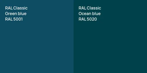 RAL 5001  Green blue vs RAL 5020  Ocean blue