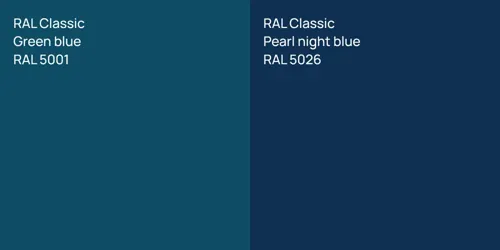 RAL 5001  Green blue vs RAL 5026  Pearl night blue