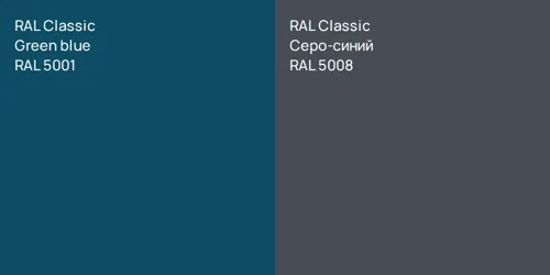 RAL 5001  Green blue vs RAL 5008 Серо-синий