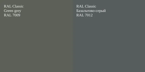 RAL 7009  Green grey vs RAL 7012 Базальтово-серый