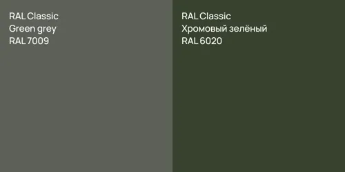 RAL 7009  Green grey vs RAL 6020 Хромовый зелёный