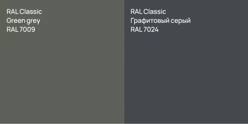 RAL 7009  Green grey vs RAL 7024 Графитовый серый
