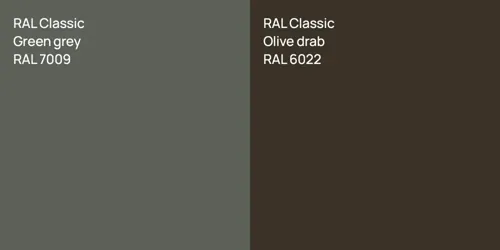 RAL 7009  Green grey vs RAL 6022  Olive drab