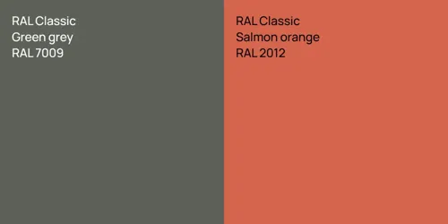 RAL 7009 Green grey vs RAL 2012 Salmon orange