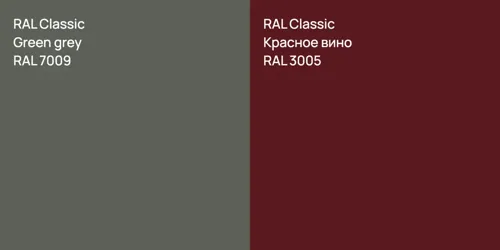 RAL 7009  Green grey vs RAL 3005 Красное вино