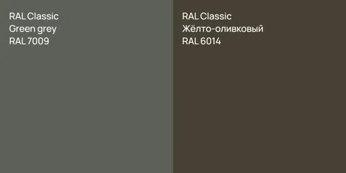 RAL 7009 Green grey vs RAL 6014 Жёлто-оливковый