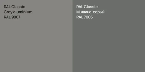 RAL 9007  Grey aluminium vs RAL 7005 Мышино-серый