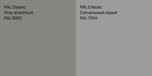 RAL 9007  Grey aluminium vs RAL 7004 Сигнальный серый