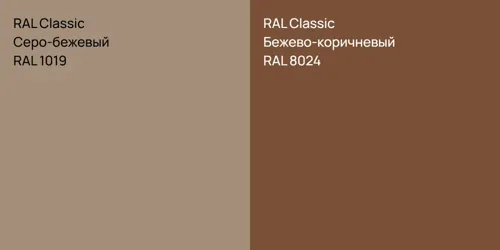 RAL 1019 Серо-бежевый vs RAL 8024 Бежево-коричневый