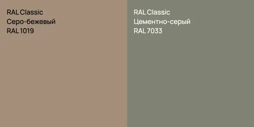 RAL 1019 Серо-бежевый vs RAL 7033 Цементно-серый