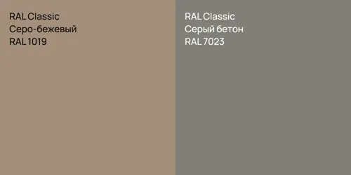RAL 1019 Серо-бежевый vs RAL 7023 Серый бетон