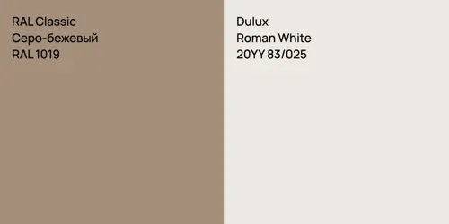 RAL 1019 Серо-бежевый vs 20YY 83/025 Roman White