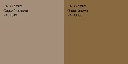 RAL 1019 Серо-бежевый vs RAL 8000  Green brown