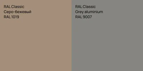 RAL 1019 Серо-бежевый vs RAL 9007  Grey aluminium