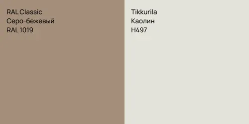 RAL 1019 Серо-бежевый vs H497 Каолин