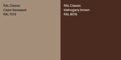 RAL 1019 Серо-бежевый vs RAL 8016  Mahogany brown