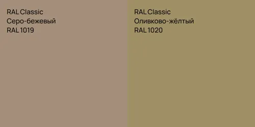 RAL 1019 Серо-бежевый vs RAL 1020 Оливково-жёлтый