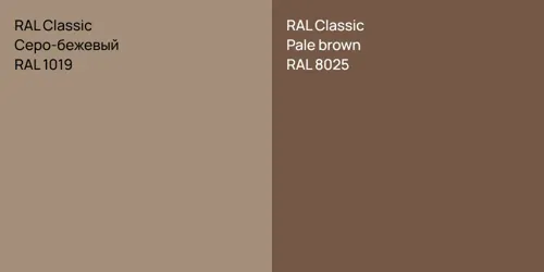 RAL 1019 Серо-бежевый vs RAL 8025  Pale brown