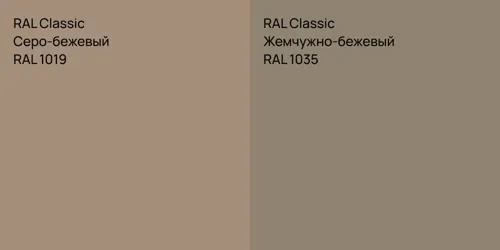 RAL 1019 Серо-бежевый vs RAL 1035 Жемчужно-бежевый