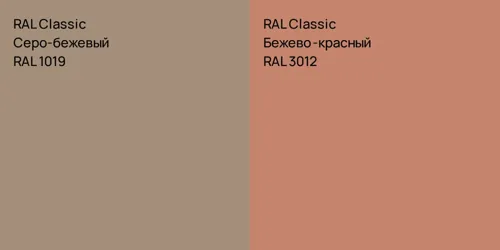 RAL 1019 Серо-бежевый vs RAL 3012 Бежево-красный