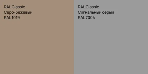 RAL 1019 Серо-бежевый vs RAL 7004 Сигнальный серый