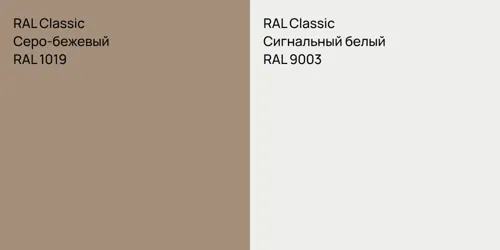 RAL 1019 Серо-бежевый vs RAL 9003 Сигнальный белый