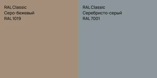 RAL 1019 Серо-бежевый vs RAL 7001 Серебристо-серый