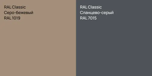 RAL 1019 Серо-бежевый vs RAL 7015 Сланцево-серый