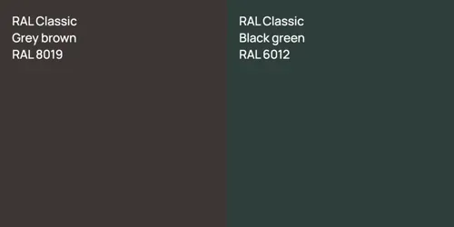 RAL 8019 Grey brown vs RAL 6012 Black green