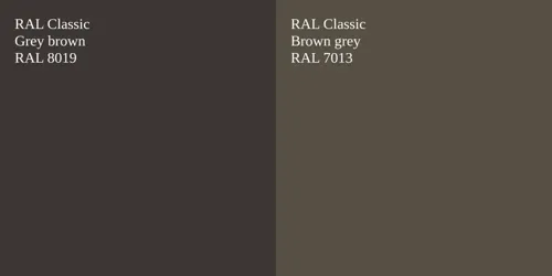 RAL 8019  Grey brown vs RAL 7013  Brown grey
