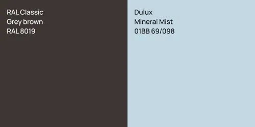 RAL 8019  Grey brown vs 01BB 69/098 Mineral Mist
